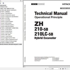 Hitachi ZH210-5B ZH210LC-5B Technical Manual Operational principle TODCS-EN-00