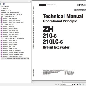 Hitachi ZH210-6 ZH210LC-6 Technical Manual Operational Principle TODFX50-EN-00