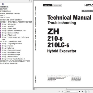 Hitachi ZH210-6 ZH210LC-6 Technical Manual Troubleshooting TTDFX50-EN-00