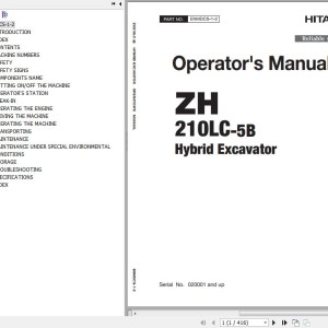 Hitachi ZH210LC-5B Operator's Manual ENMDCS-1-2