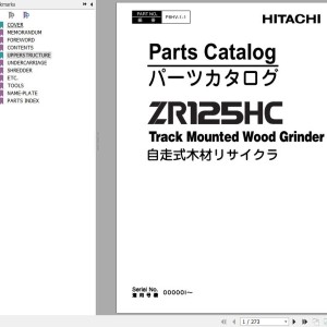 Hitachi ZR125HC Track Mounted Wood Grinder Parts Catalog