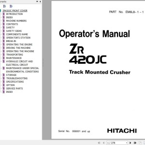Hitachi ZR420JC Track Mounted Crusher Operator's Manual EM6L8-1-1