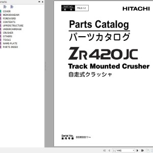 Hitachi ZR420JC Track Mounted Crusher Parts Catalog P6L8-1-2