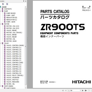 Hitachi ZR900TS Track Mounted Shredder Parts Catalog