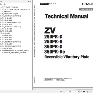 Hitachi ZV250PR-G To ZV350PR-De Reversible Vibratory Plate Technical Manual TTTB-EN-00