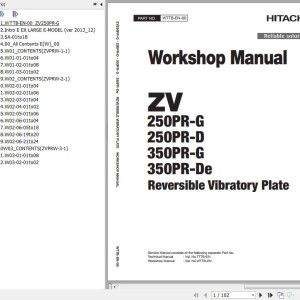 Hitachi ZV250PR-G To ZV350PR-De Reversible Vibratory Plate Workshop Manual WTTB-EN-00