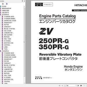 Hitachi ZV250PR-G ZV350PR-G HONDA GX240UT2 GX270UT2 Engine Parts Catalog PTTBA0-EG1-1