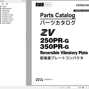 Hitachi ZV250PR-G ZV350PR-G Reversible Vibratory Plate Parts Catalog PTTB-1-1