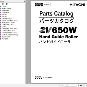 Hitachi ZV550W ZV650W Hand Guide Roller Parts Catalog