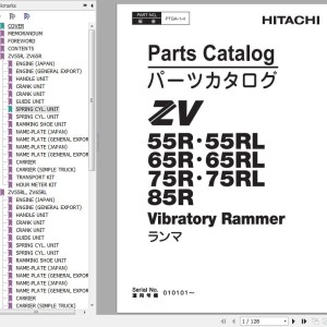 Hitachi ZV55R To ZV85R Vibratory Rammer Parts Catalog PTGA-1-4