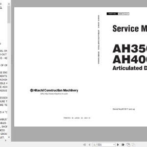 Hitachi Articulated Dump Truck AH350-D AH-400D Service Manual KM8TH-E-01
