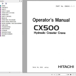 Hitachi CX500 Assembling And Disassembling Operators Manual EM243-1-1
