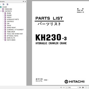 Hitachi KH230-3 Parts Catalog