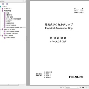 Hitachi KH250HD Electrical Accelerator Grip Parts & Operators Manual PEM247-AG1-1