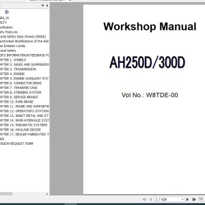 Hitachi Dump Truck AH250D AH300D Workshop Manual W8TDE-00