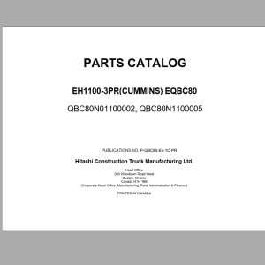 Hitachi EH1100-3PR EQBC80 Parts Catalog P-QBC80-En-1C-PR
