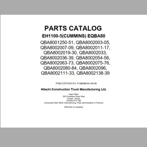Hitachi EH1100-5 EQBA80 Parts Catalog P-QBA80-En-2K-00