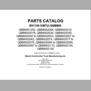 Hitachi EH1100-5(MTU) EQBB80 Parts Catalog P-QBB80-En-2C-00