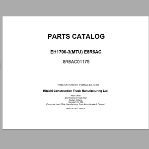 Hitachi EH1700-3 E8R6AC Parts Catalog P-8R6AC-En-1D-00