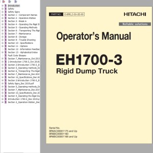 Hitachi EH1700-3 Operator's Manual O-8R6_C-En-2D-00
