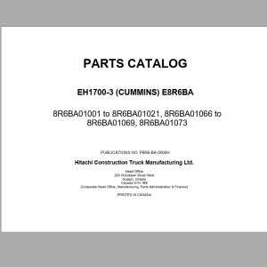 Hitachi EH1700-3PR 8R6AA Parts Catalog P8R6-BA-0000H
