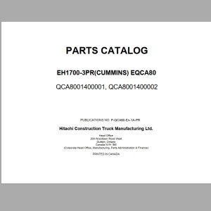 Hitachi EH1700-3PR EQCA80 Parts Catalog P-QCA80-En-1A-PR