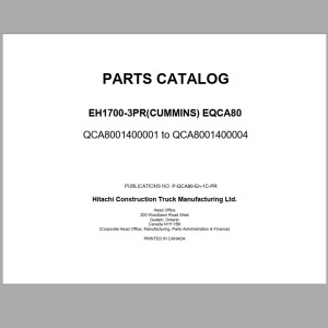 Hitachi EH1700-3PR EQCA80 Parts Catalog P-QCA80-En-1C-PR