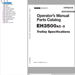Hitachi EH3500AC-3 Operator's Manual Parts Catalog ENPMQEB-OP2-1