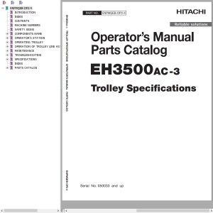 Hitachi EH3500AC-3 Operator's Manual Parts Catalog ENPMQEB-OP2-4