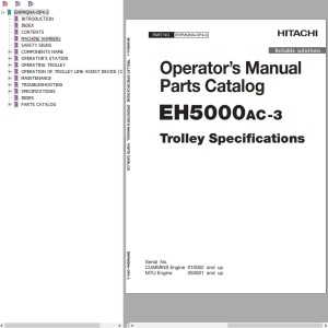 Hitachi EH5000AC-3 Operator's Manual Parts Catalog ENPMQHA-OP4-3