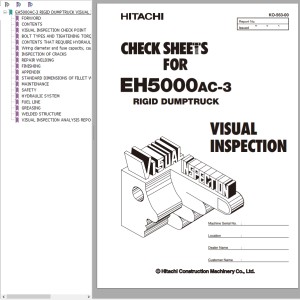 Hitachi EH5000AC-3 Visual Inspection Check Sheet KO-563-00