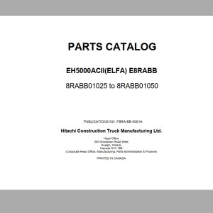 Hitachi EH5000ACII Parts Catalog P8RA-BB-0001A