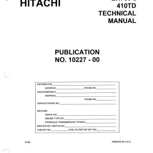 Hitachi EH700-2 410TD Technical Manual 10227-00