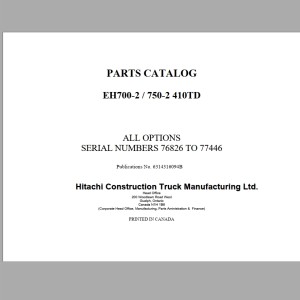 Hitachi EH700-2 EH750-2 410TD Parts Catalog 6314316094B