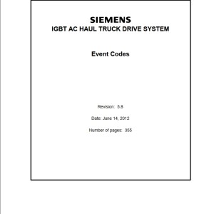 Hitachi Siemens IGBT AC Haul Truck Drive System Event Codes Manual