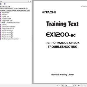 Hitachi EX1200-5C Training Text Performance Check Troubleshooting