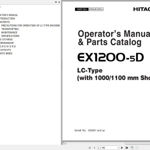 Hitachi EX1200-5D Parts Catalog & Operators Manual EPM18F-OP3-1
