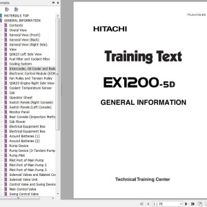 Hitachi EX1200-5D Training Text General Information TTLA-0729-EX
