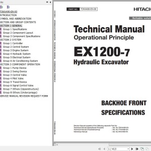 Hitachi EX1200-7 Backhoe Front Technical Manual Operational Principle TOKAA90-EN-00