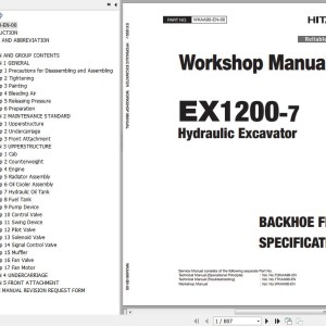 Hitachi EX1200-7 Backhoe Front Workshop Manual WKAA90-EN-00