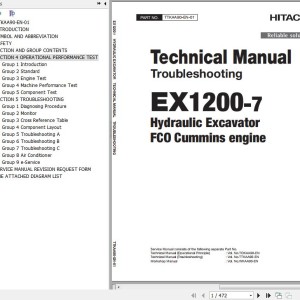 Hitachi EX1200-7 FCO Cummins Technical Manual Troubleshooting TTKAA90-EN-01