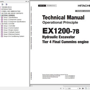 Hitachi EX1200-7B T4F Cummins Technical Manual Operational Principle ...