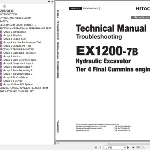 Hitachi EX1200-7B T4F Cummins Technical Manual Troubleshooting TTKAB90-EN-01
