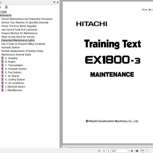 Hitachi EX1800-3 Training Text Maintenance TTLA-395-EX