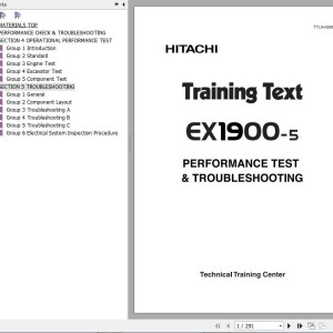 Hitachi EX1900-5 Training Text Performent Test & Troubleshooting TTLA-0596-EX