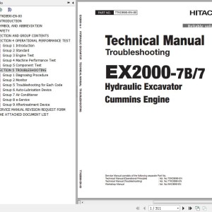 Hitachi EX2000-7 EX2000-7B Cummins Engine Technical Manual Troubleshooting TTKDB90-EN-00