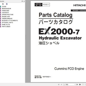 Hitachi EX2000-7 FCO Cummins Parts Catalog PKDA90-1-1