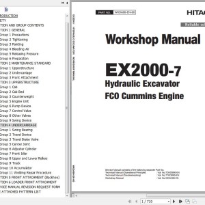 Hitachi EX2000-7 FCO Cummins Workshop Manual WKDA90-EN-00