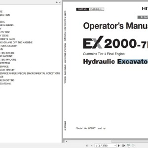 Hitachi EX2000-7B T4F Cummins Operator's Manual ENMKDB-1-1
