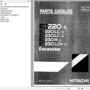 Hitachi EX220-5 To EX230LCH-5 Parts Catalog